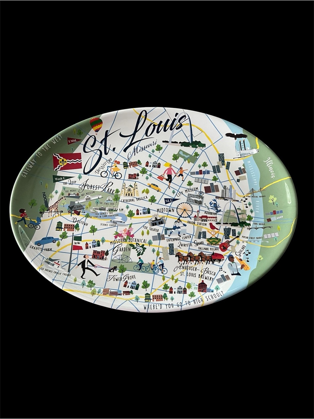 St. Louis Missouri Galleyware Illustrated 16” Melamine Serving Platter